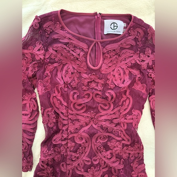 JS Collections Floral Pattern Sheath Dress, Plum Purple, Size 10, Like New